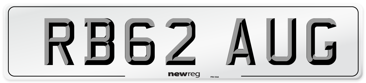 RB62 AUG Number Plate from New Reg